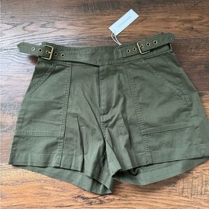 Outerknown High-Waisted Green Shorts with Belt